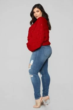 Fashion Nova Main Squeeze High Rise Distressed Jeans - Medium Blue Wash Skinny Jeans