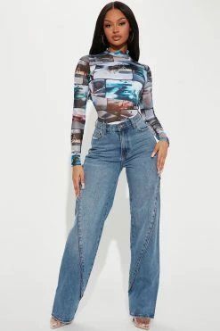 Fashion Nova Zip Me Up Wide Leg Jeans - Medium Wash