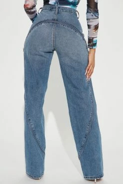 Fashion Nova Zip Me Up Wide Leg Jeans - Medium Wash