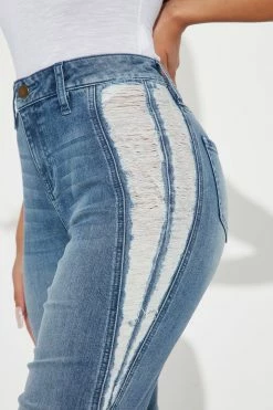 Fashion Nova Tell Me More Distressed Flare Jean - Dark Wash Flare Jeans