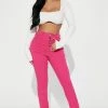 Fashion Nova Exposed Heart Button Stretch Skinny Jeans - Pink