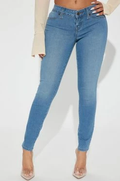 Fashion Nova Petite Flex Game Strong Low Rise Skinny Jeans - Light Blue Wash