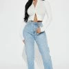 Fashion Nova Happy Face High Rise Mom Jeans - Medium Blue Wash