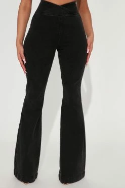 Fashion Nova Hug Tight High Stretch Flare Jeans - Black