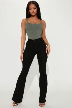 Fashion Nova Sin City Stretch Flare Jeans - Black
