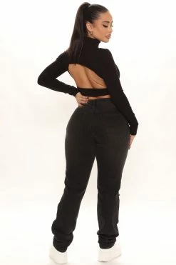 Fashion Nova Favorite Getaway Destroyed Straight Leg Jeans - Black