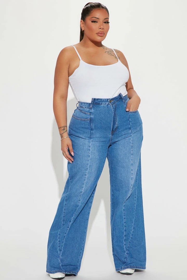 Deals 🤩 Fashion Nova London Bridge Cut Off Waistband Baggy 👖 Jeans - Medium Wash ✨ 6 Fashion Nova London Bridge Cut Off Waistband Baggy Jeans - Medium Wash