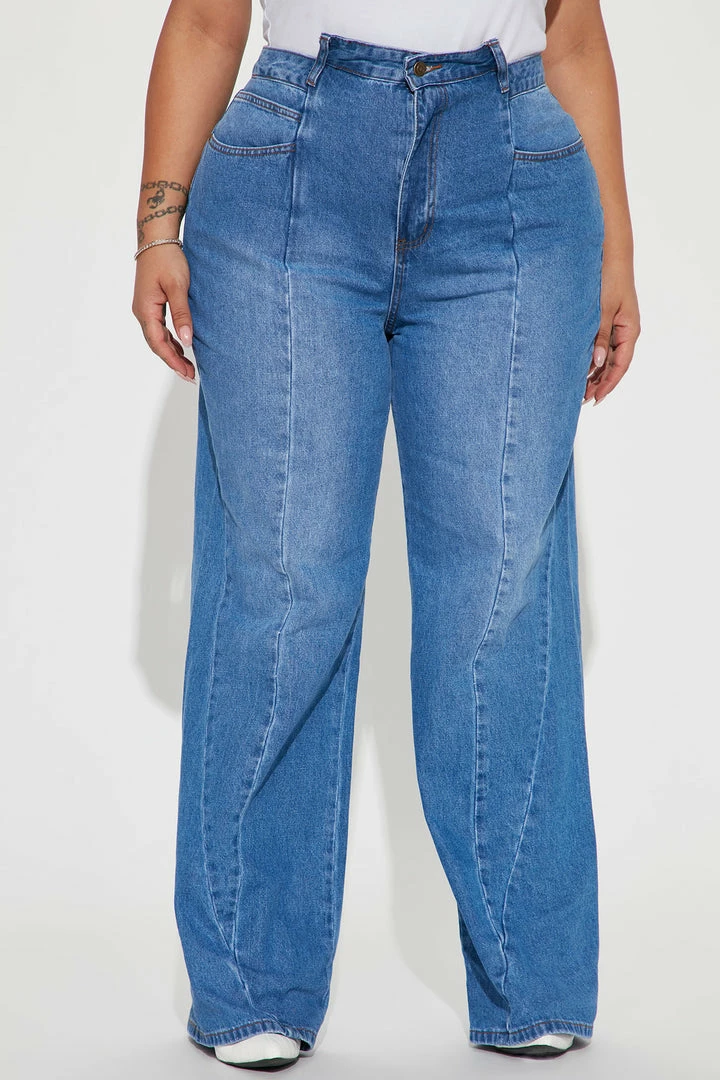 Deals 🤩 Fashion Nova London Bridge Cut Off Waistband Baggy 👖 Jeans - Medium Wash ✨ 7 Fashion Nova London Bridge Cut Off Waistband Baggy Jeans - Medium Wash
