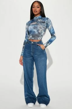 Fashion Nova All Night Ultra High Rise Wide Leg Jean - Medium Wash