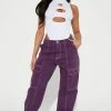 Fashion Nova 90's High Rise Cargo Jeans - Purple