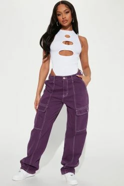 Fashion Nova 90's High Rise Cargo Jeans - Purple