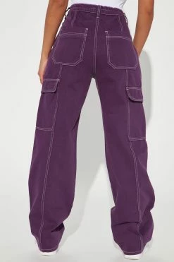 Fashion Nova 90's High Rise Cargo Jeans - Purple