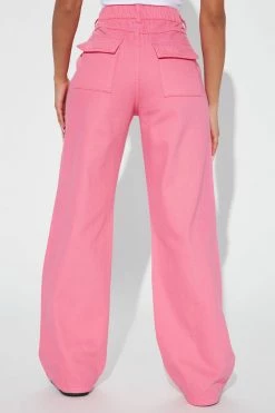 Fashion Nova Buckle Up 90s Cargo Jeans - Pink Flare Jeans