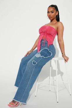 Fashion Nova Melt My Heart Wide Leg Jeans - Medium Blue Wash