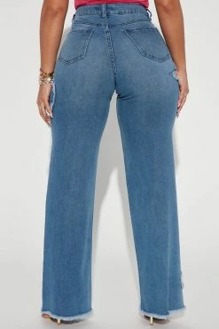 Fashion Nova Melt My Heart Wide Leg Jeans - Medium Blue Wash