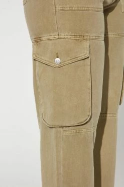 Fashion Nova Catch My Drift Easy Waist High Rise Cargo Jeans - Olive Baggy Jeans