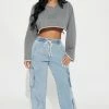 Fashion Nova Gotta Go High Rise Easy Waist Cargo Jean - Light Wash