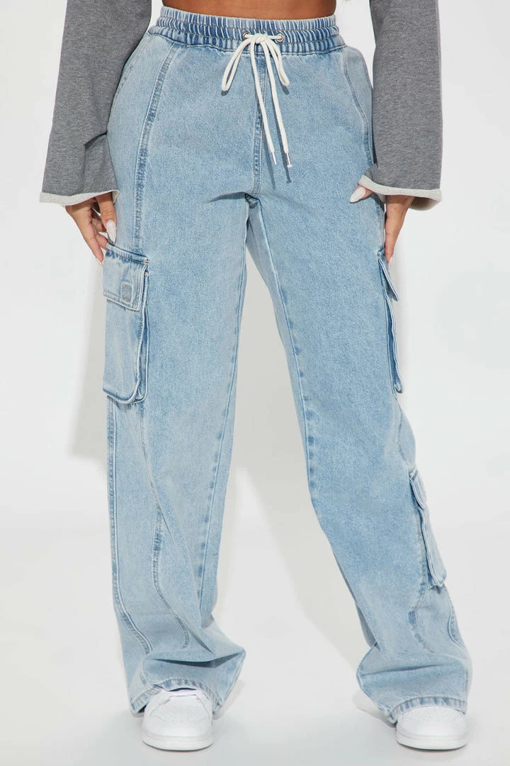 Best deal 🛒 Fashion Nova Gotta Go High Rise Easy Waist Cargo Jean - Light Wash ⌛ 4 Fashion Nova Gotta Go High Rise Easy Waist Cargo Jean - Light Wash