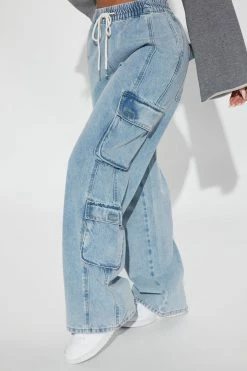 Best deal 🛒 Fashion Nova Gotta Go High Rise Easy Waist Cargo Jean - Light Wash ⌛ 8 Fashion Nova Gotta Go High Rise Easy Waist Cargo Jean - Light Wash
