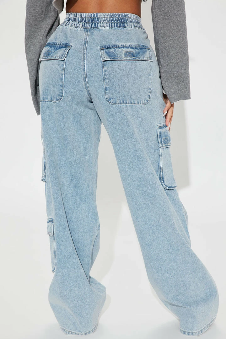 Best deal 🛒 Fashion Nova Gotta Go High Rise Easy Waist Cargo Jean - Light Wash ⌛ 6 Fashion Nova Gotta Go High Rise Easy Waist Cargo Jean - Light Wash