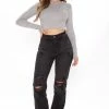 Fashion Nova Curvy And I Like It Straight Leg Jeans - Black