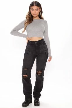 Fashion Nova Curvy And I Like It Straight Leg Jeans - Black