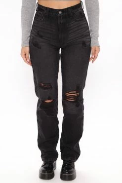 Fashion Nova Curvy And I Like It Straight Leg Jeans - Black