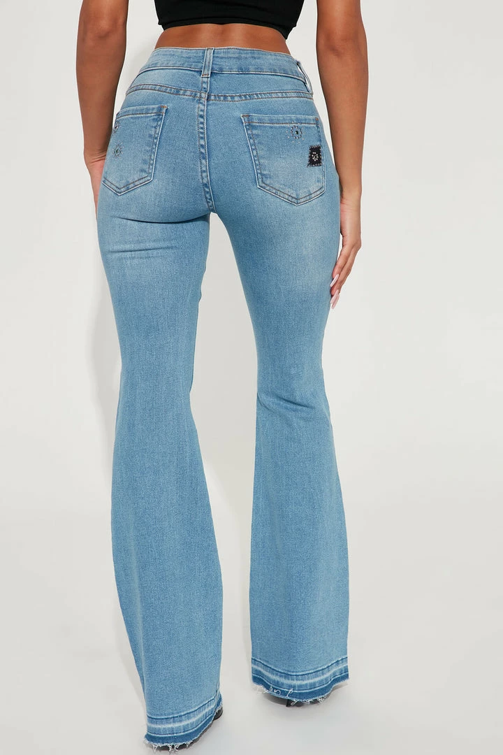 Cheap π₯ Fashion Nova Outlaw Embellished Mid Rise Flare π Jeans - Medium Wash π 5 Fashion Nova Outlaw Embellished Mid Rise Flare Jeans - Medium Wash