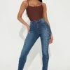 Fashion Nova Rip It Up High Rise Skinny Jeans - Medium Blue Wash