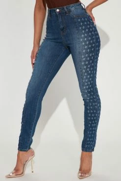 Fashion Nova Rip It Up High Rise Skinny Jeans - Medium Blue Wash