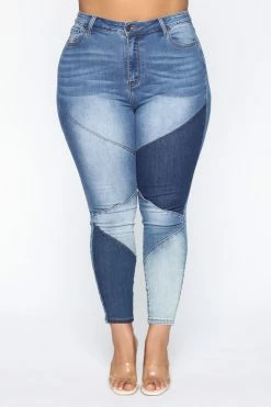 Fashion Nova Stay In Line Mid Rise Skinny Jeans - Medium Wash