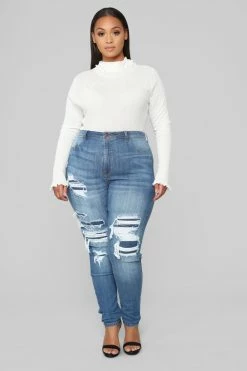 Fashion Nova Back To Back Jeans - Medium Blue