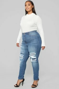 Fashion Nova Back To Back Jeans - Medium Blue