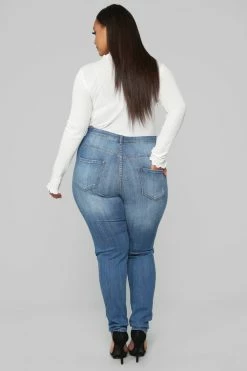 Fashion Nova Back To Back Jeans - Medium Blue