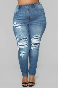 Fashion Nova Back To Back Jeans - Medium Blue