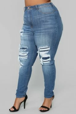 Fashion Nova Back To Back Jeans - Medium Blue