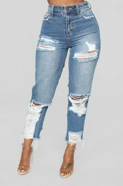 Fashion Nova Bennie Boyfriend Jeans - Medium Blue Wash