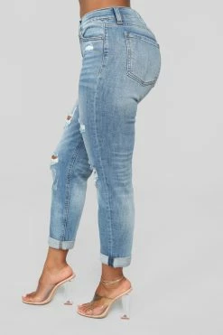 Fashion Nova Gerrit Boyfriend Jeans - Medium Blue Wash