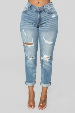 Fashion Nova Gerrit Boyfriend Jeans - Medium Blue Wash