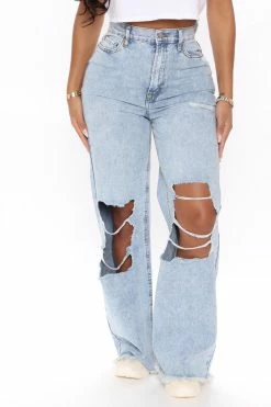 Fashion Nova Dance Till Dawn High Rise Baggy Jeans - Bleach Blue Wash