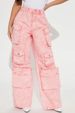 Fashion Nova Petite Lily High Rise Cargo Jeans - Pink Skinny Jeans