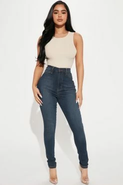 Fashion Nova Petite Dare Devil High Rise Skinny Jeans - Dark Wash