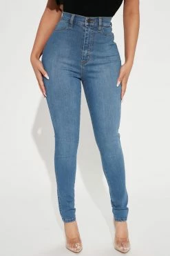 Fashion Nova Petite Dare Devil High Rise Skinny Jeans - Medium Blue Wash
