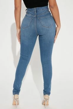 Fashion Nova Petite Dare Devil High Rise Skinny Jeans - Medium Blue Wash