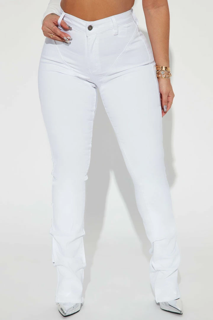 Outlet ๐ Fashion Nova See Me High Rise Stacked Straight Leg ๐ Jeans - White โค๏ธ 4 Fashion Nova See Me High Rise Stacked Straight Leg Jeans - White