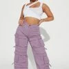 Fashion Nova Big Attitude Cargo Jean - Lavender