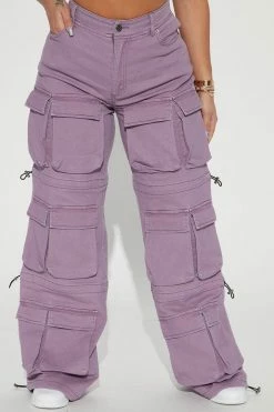 Fashion Nova Big Attitude Cargo Jean - Lavender