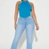 Fashion Nova Love Melissa Low Rise Flare Jean - Light Blue Wash Flare Jeans