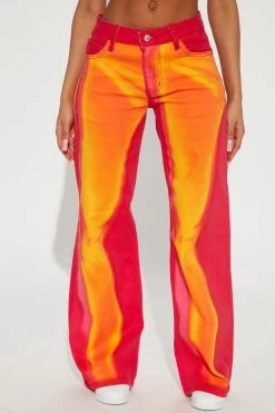 Fashion Nova Feel The Heat Wide Leg Baggy Jean - Pink