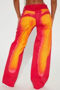 Fashion Nova Feel The Heat Wide Leg Baggy Jean - Pink